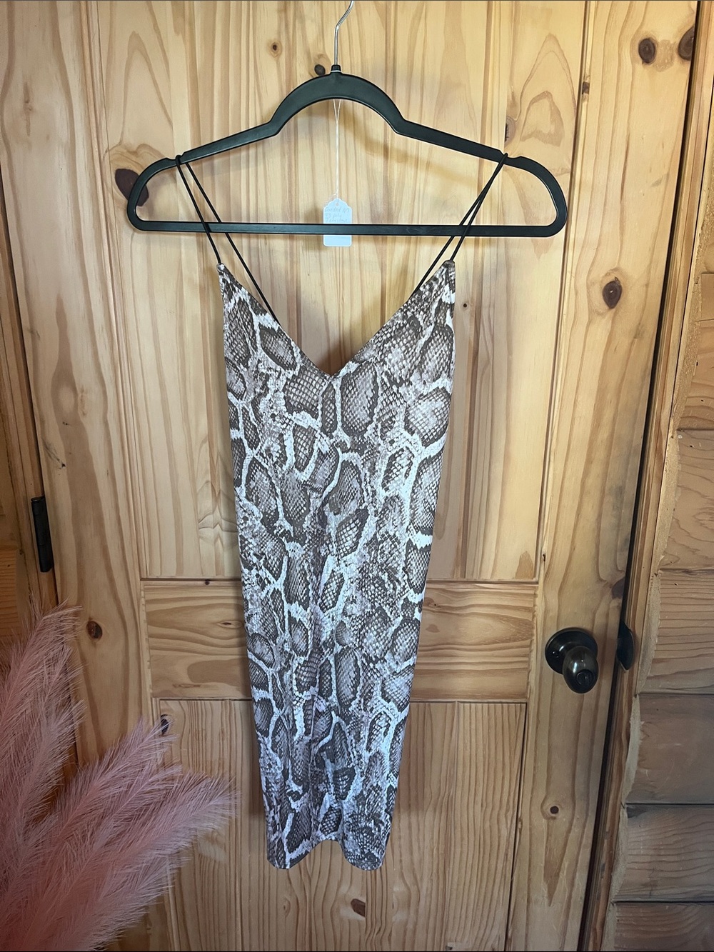 Divided Snakeskin Mini Slip Dress